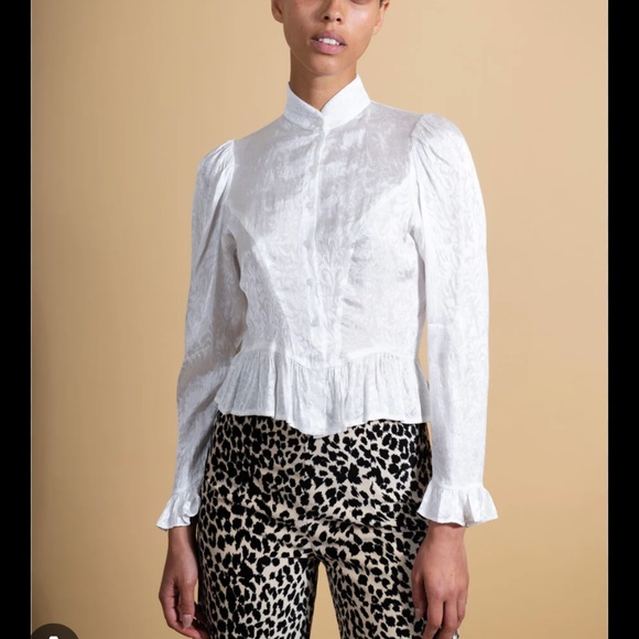 NWT Batsheva Grace Blouse in White Jacquard Size 6 - Picture 1 of 4